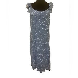 Elegant Blue Polka Dot Maxi Dress